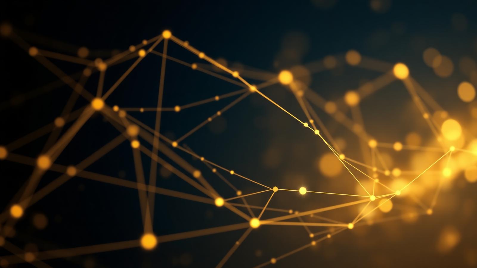 Abstract gold network visualization representing AI systems