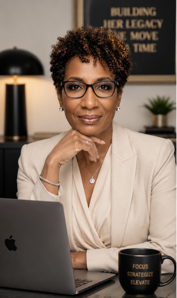 Shelly Ester at her desk — 'Education is the most powerful investment'